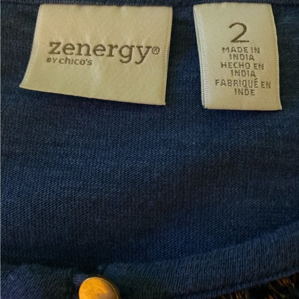 CHICO’S tunic top, size 2, US L, blue with velvet and embroidery. Long sleeves - Picture 5 of 6